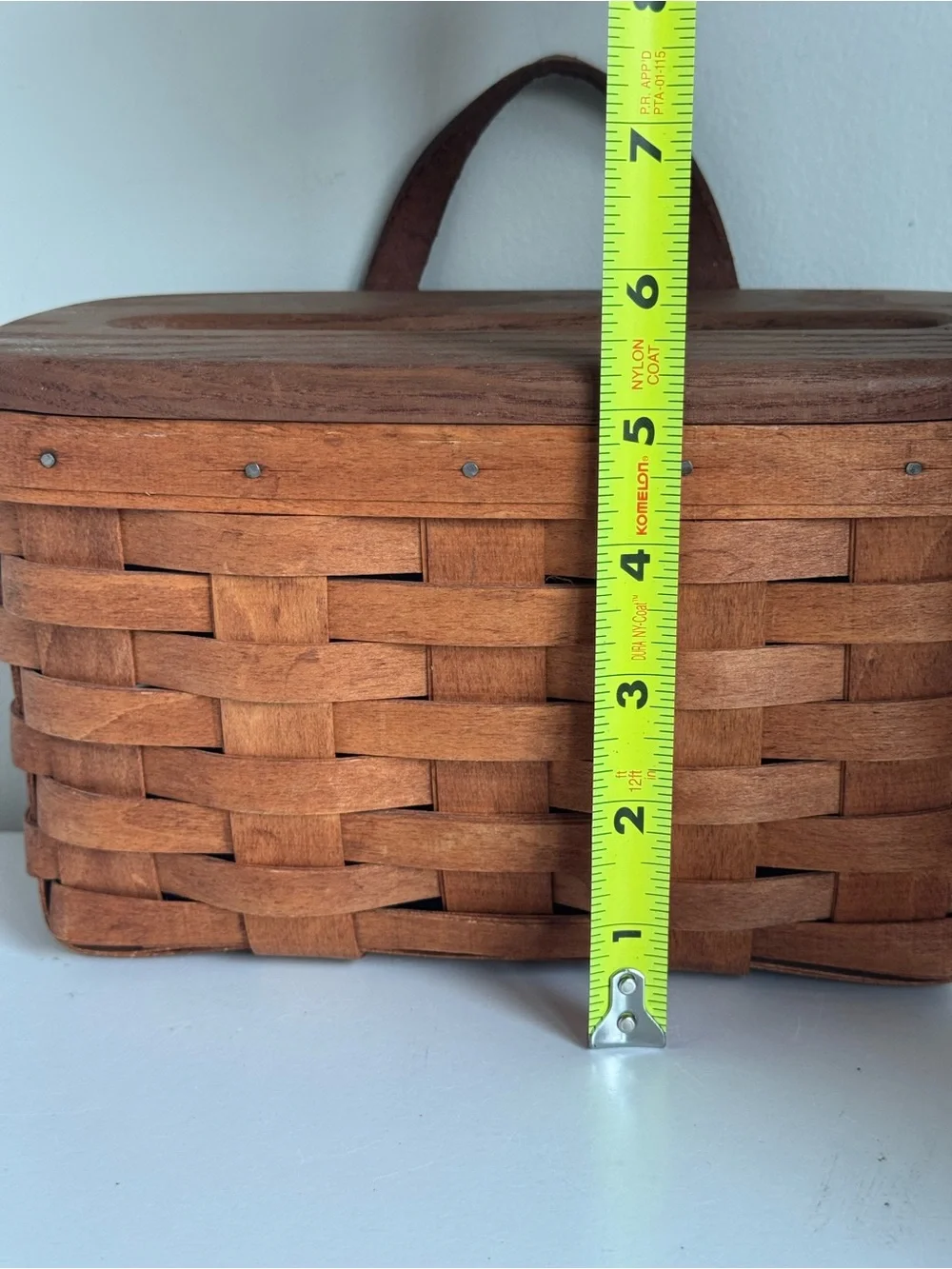 Vintage Longaberger 1993 Woven Basket Long Tissue Box Wood Lid Wall Hanging